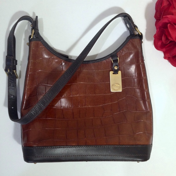 Dooney & Bourke Handbags - DOONEY & BOURKE Crocodile Brown Hobo Shoulder Bag